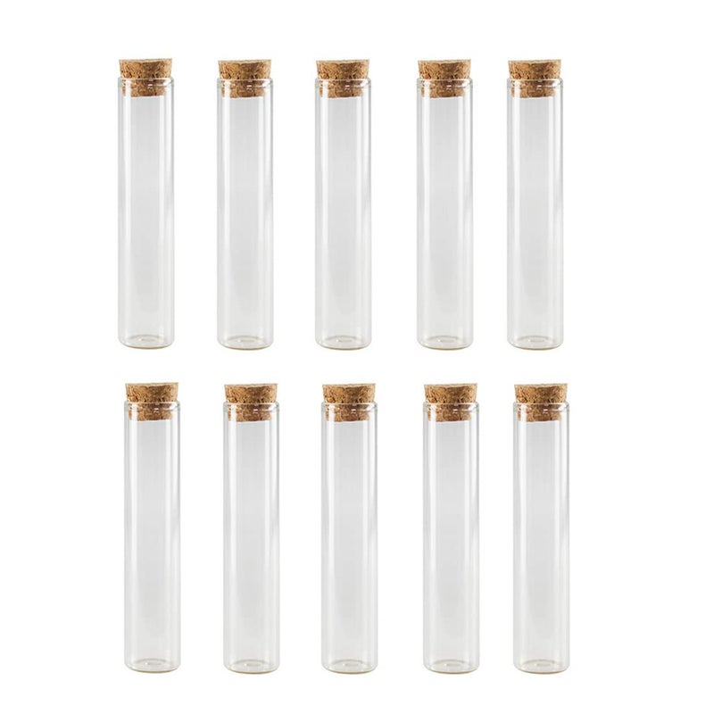 ericotry 10 Pcs 60ml Glass Bottles Vials Jars Glass Test Tube with Cork Stoppers Empty Refillable Bottle Vial Jars Leakproof for Cosmetic Essential Oil Powder