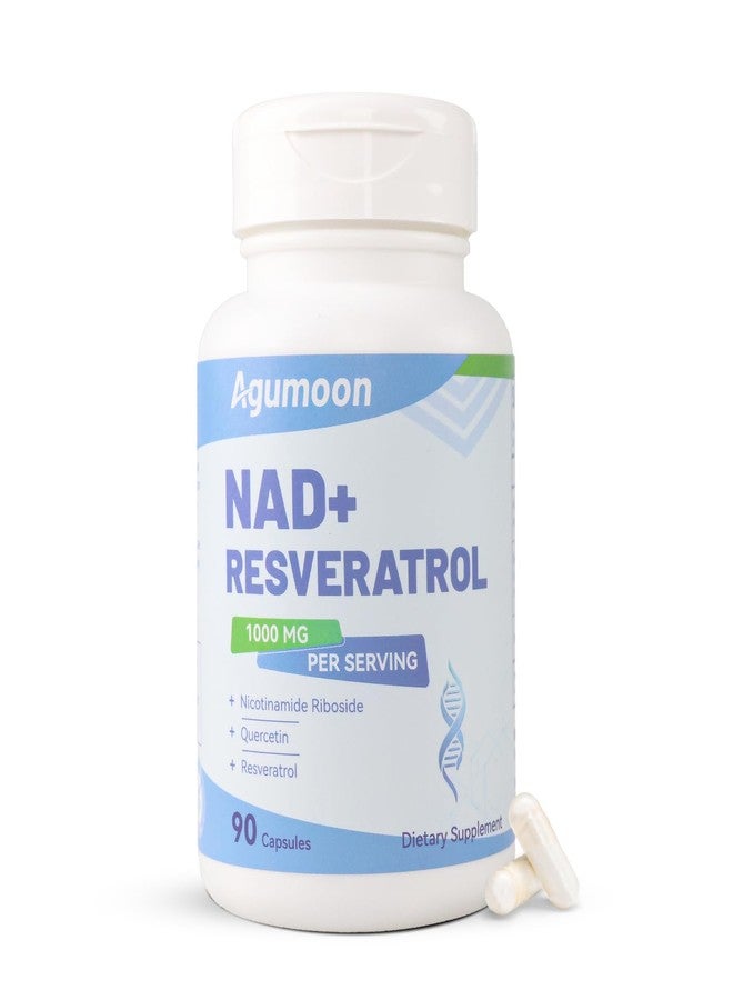 Agumoon مكمل أغومون NAD+ بتركيز 1000 ملغ، مكمل نيكوتيناميد ريبوسيد NAD الليبوزومي مع ريسفيراترول وكيرسيتين للنساء والرجال - 90 كبسولة - Image 1