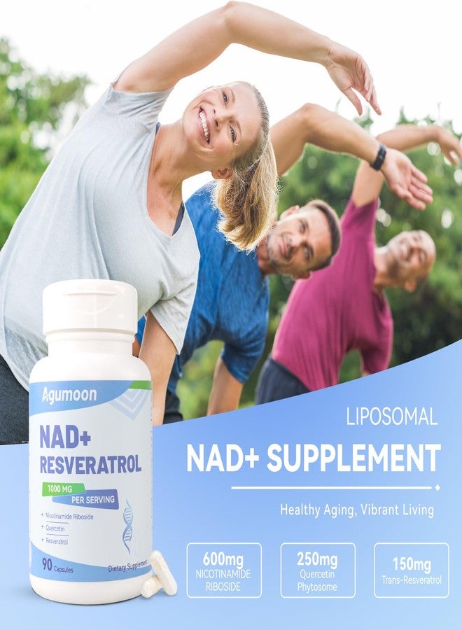 Agumoon مكمل أغومون NAD+ بتركيز 1000 ملغ، مكمل نيكوتيناميد ريبوسيد NAD الليبوزومي مع ريسفيراترول وكيرسيتين للنساء والرجال - 90 كبسولة - Image 2