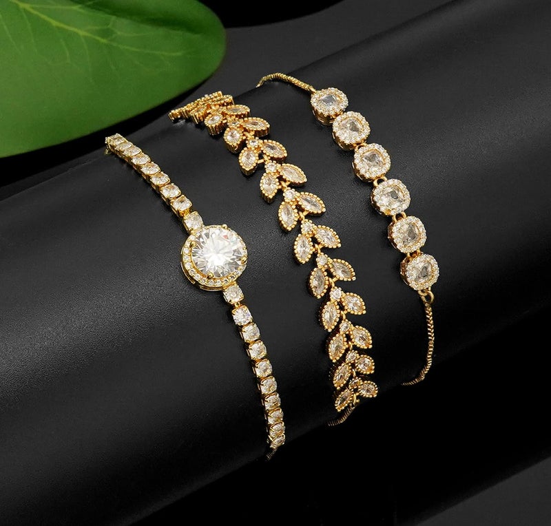 Wovanoo Tennis Bracelet for Women Cubic Zirconia Bracelets Adjustable Slider Bracelets Gold - Image 5
