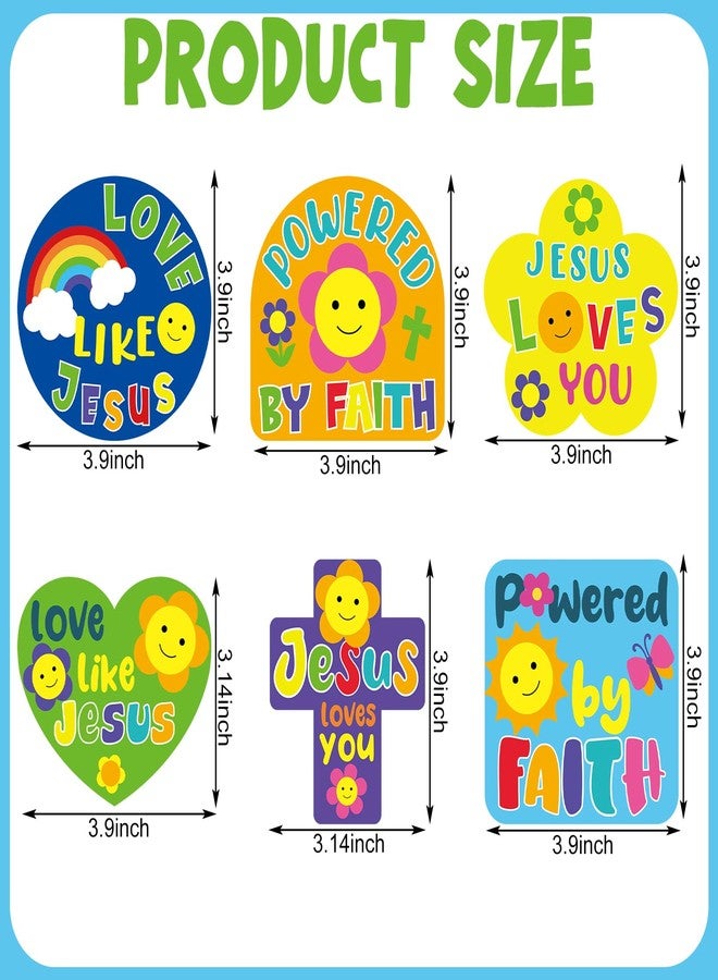 Trandraft 36 Sets Religious Crafts for Kids Bulk DIY Retro Faith Magnets Craft Kits Jesus Christian Groovy Gifts Jesus Loves You Paper Stickers for Classroom VBS Sunday School Home Church Activities - Image 2