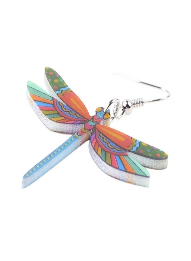 Bonsny Drop Dangle Sweet Blue Flying Dragonfly Earrings Gift Insect Pattern Fashion Jewelry For Women (Colorful) - Image 4