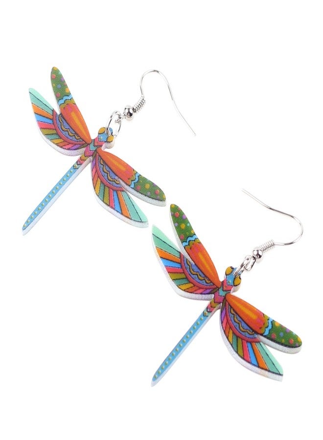Bonsny Drop Dangle Sweet Blue Flying Dragonfly Earrings Gift Insect Pattern Fashion Jewelry For Women (Colorful) - Image 3