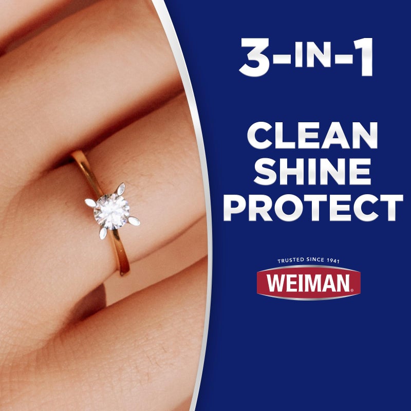 Weiman Gold & Diamond 3-in-1 Wipes - The Premium Jewelry Cleaner, Removes Tarnish and Dirt, Restores & Protect Sparkle and Shine, Easy-to-Use Wipes, Safe for Silver, Platinum, Gemstone, Titanium - Image 1