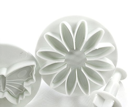Daycount 33 Pcs Fondant Tools, Fondant Cake Mould, Ejector Stamp Modeling Cookie Plunger Cutter Sugarcraft Flower Leaf Butterfly Heart Shape Decorating Mold DIY Tools - Image 3