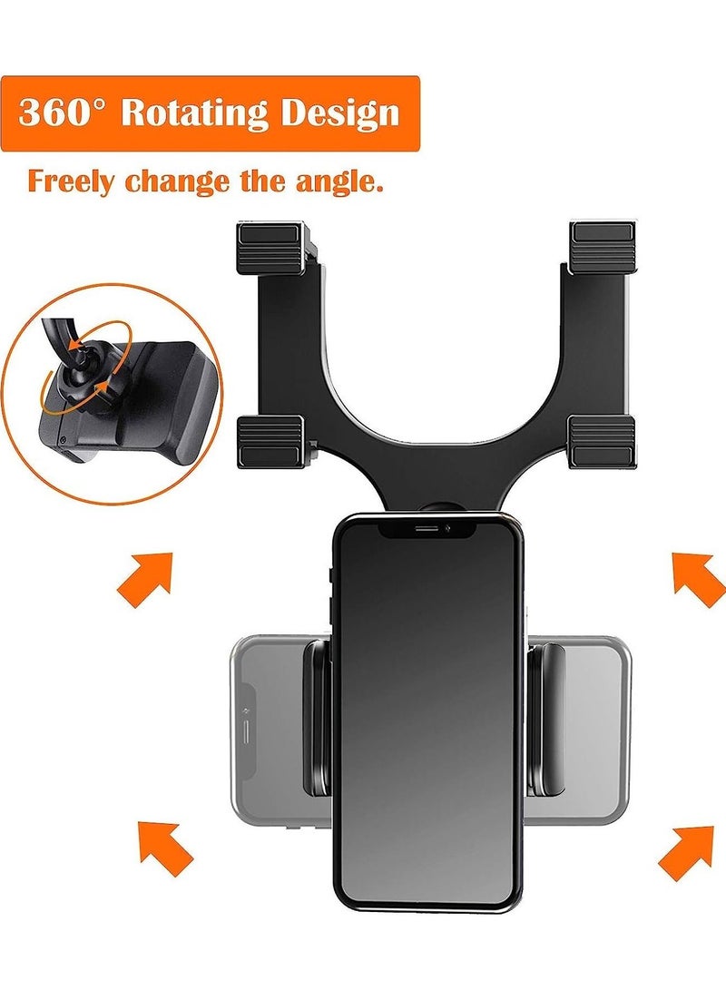 Car Rearview Mirror Phone Holder Car Phone Mount Phone Bracket Phone Stand with 27 Swivel and Adjustable Clips Universal Smartphone Cradle - Image 3