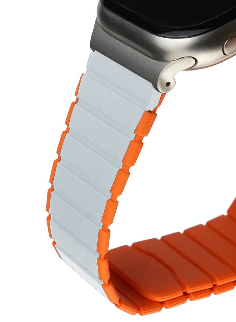 Maxwell Electronics Maxwell Titan Series Smart Watch Magnetic Band Compatible with Apple Watch 42mm to 44mm Magnetic Watch Strap Silicone Band for Women and Men Unisex Strap Band (Gray/Orange) - Image 4