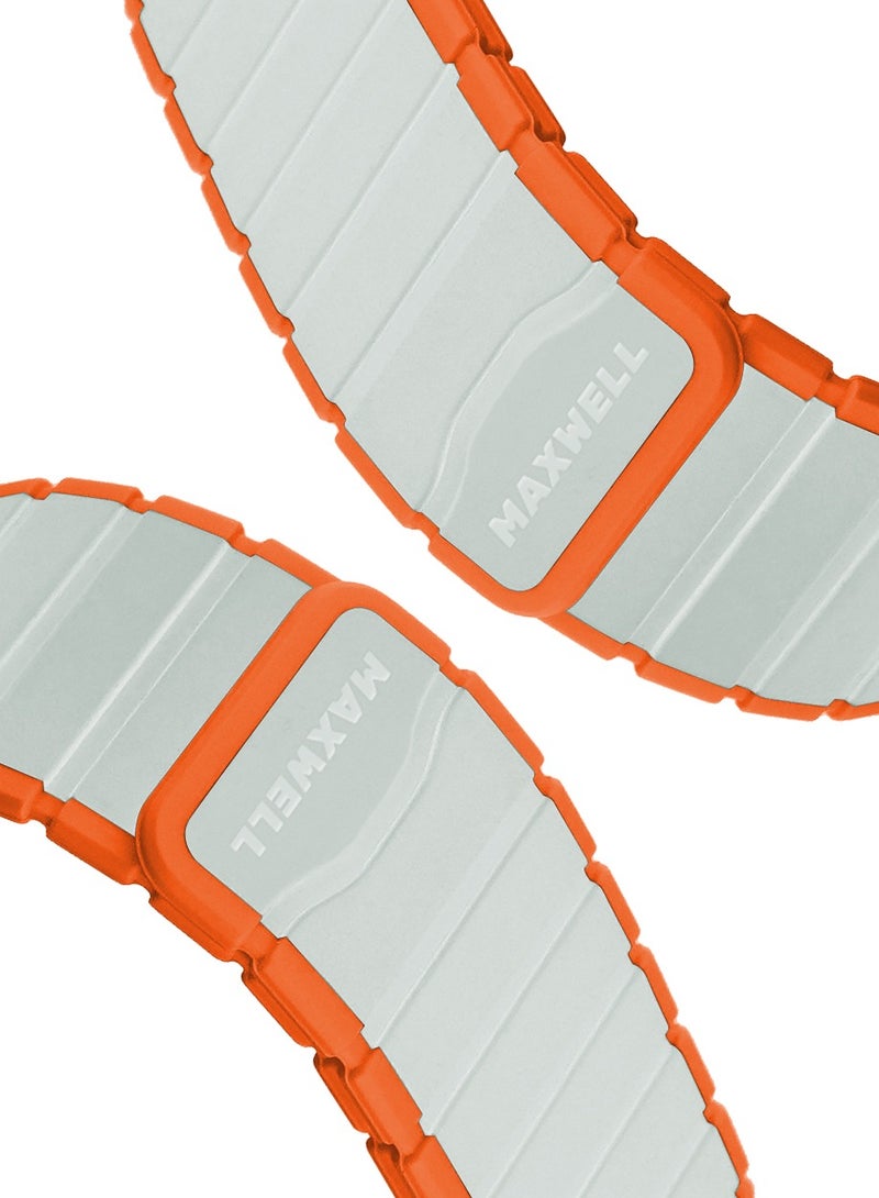 Maxwell Electronics Maxwell Titan Series Smart Watch Magnetic Band Compatible with Apple Watch 42mm to 44mm Magnetic Watch Strap Silicone Band for Women and Men Unisex Strap Band (Gray/Orange) - Image 3