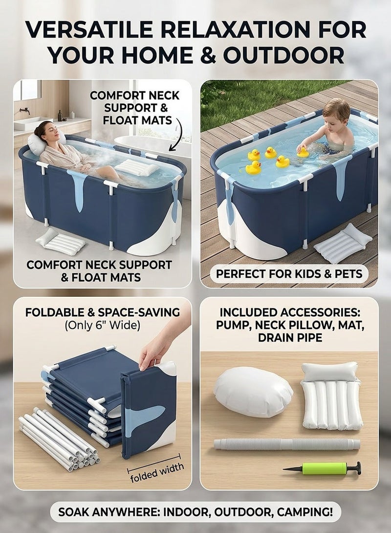 CUBEXELL Foldable Bathtub,Portable Bathtub For Adults,Separate Family Bathroom SPA Tub,Soaking Standing Bath Tub For Shower Stall,Hot Bath Ice Bath,Efficient Maintenance Of Temperature (140cm/55inch) - Image 5
