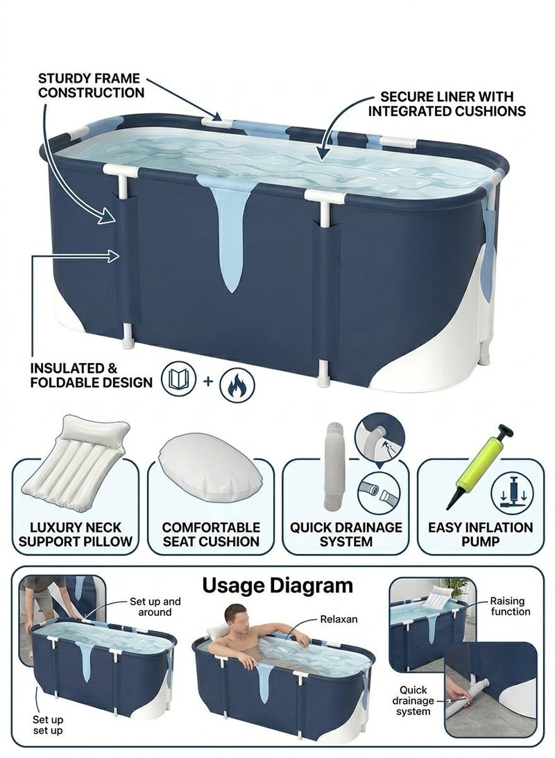 CUBEXELL Foldable Bathtub,Portable Bathtub For Adults,Separate Family Bathroom SPA Tub,Soaking Standing Bath Tub For Shower Stall,Hot Bath Ice Bath,Efficient Maintenance Of Temperature (140cm/55inch) - Image 4