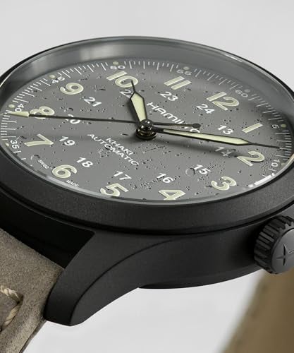 Hamilton Watch Khaki Field Titanium Auto | Swiss Made | 38mm Titanium Case | Grey Dial Analog Watch | Grey Leather Strap (Model: H70215880) - Image 2