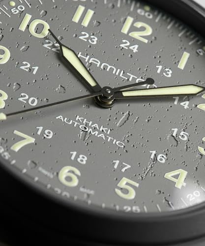 Hamilton Watch Khaki Field Titanium Auto | Swiss Made | 38mm Titanium Case | Grey Dial Analog Watch | Grey Leather Strap (Model: H70215880) - Image 3