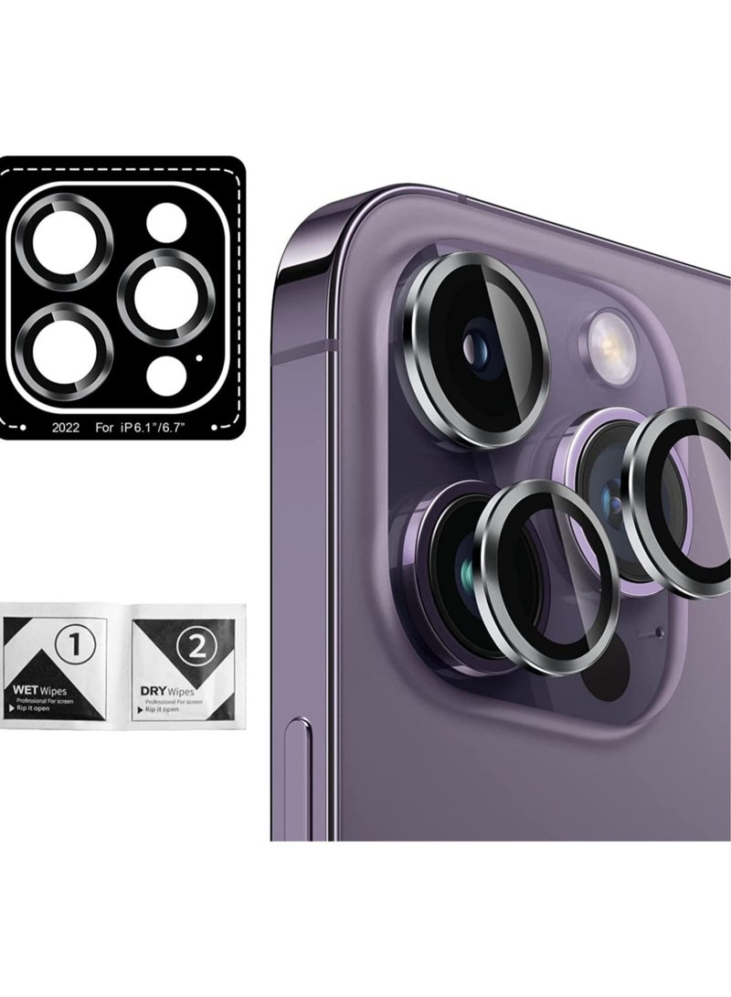 ELTRAZONE Camera Lens Protector for iPhone 14 Pro/14 Pro Max,  Anti-Scratch HD Tempered Glass Metal Ring Camera Screen Protector, Easy Installation Lens Protective Cover Film for iPhone14 Pro/14 Pro Max - Image 1