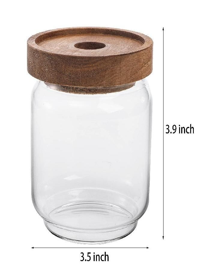 Bekith Bekith 4 Pack 15 FL OZ (450ml) Glass Food Storage Jar with Acacia Lids, Airtight Sealed Clear Glass Canisters, Kitchen Food Storage Container for Serving Tea, Coffee Beans, Nuts, Spice, Sugar  - Image 2