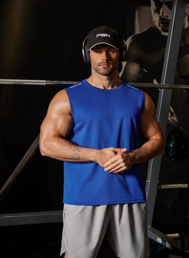 COOFANDY Running Tank Top Men Sleeveless Tee Shirts Quick Dry Swim Beach Tanks with Reflective Stripes Blue Large - Image 4