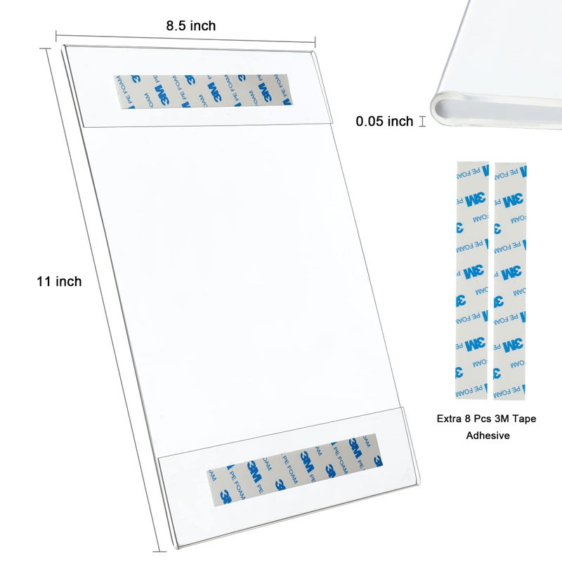 Wbtran 8.5x11 inch Clear Wall Mount Acrylic Sign Holder with 3M Tape Adhesive  Acrylic Frame for Office  Home  Store  Restaurant  No Drilling(8 Pack) - Image 3