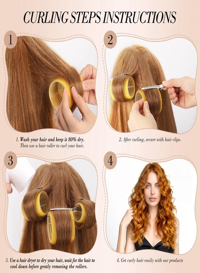 Obeoby 4 Sizes Hair Rollers for Women, 50 Pcs Set Hair Curlers with Clips Comb Curlers for Long Short Curly Hair and Bangs (25, 36, 48, 60mm), Yellow - Image 3