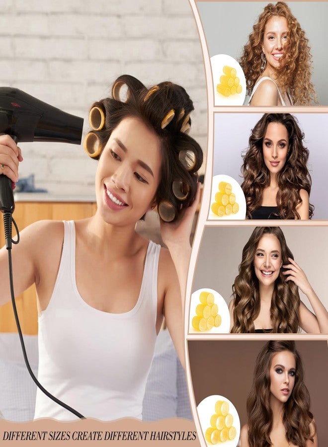 Obeoby 4 Sizes Hair Rollers for Women, 50 Pcs Set Hair Curlers with Clips Comb Curlers for Long Short Curly Hair and Bangs (25, 36, 48, 60mm), Yellow - Image 4