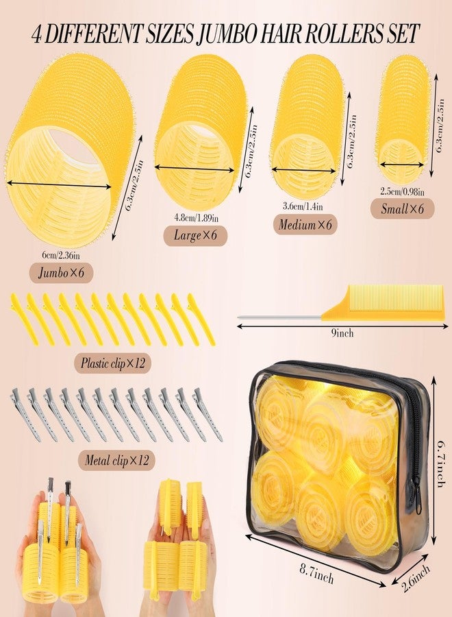 Obeoby 4 Sizes Hair Rollers for Women, 50 Pcs Set Hair Curlers with Clips Comb Curlers for Long Short Curly Hair and Bangs (25, 36, 48, 60mm), Yellow - Image 2