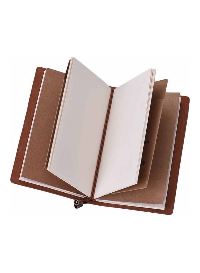 NIBEMINENT Leather Notebook With Elastic Strap Brown - Image 3