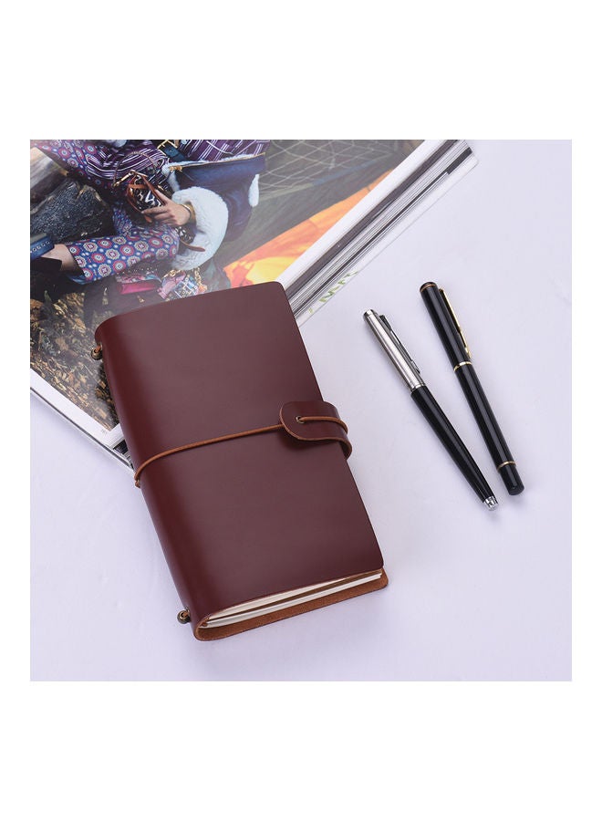 NIBEMINENT Leather Notebook With Elastic Strap Brown - Image 2