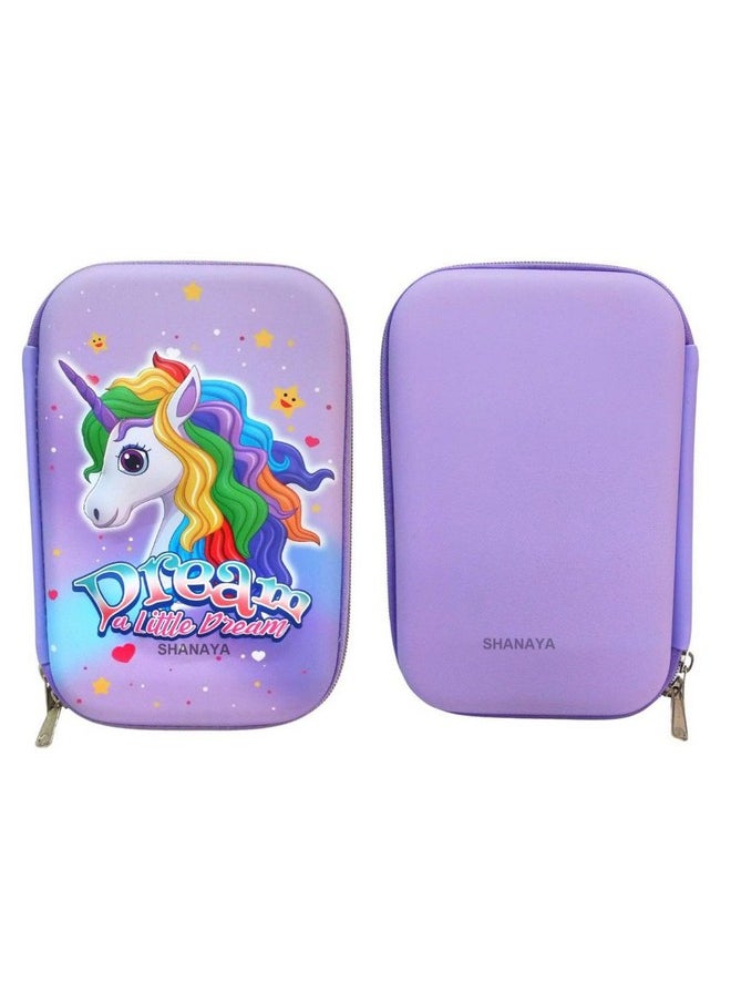 Shanaya SHANAYA Premium Stylish 3D Hardtop Embossed Cute Unicorn Mermaid Smiggle EVA Pencil Pouch Box Case Large Capacity Compartments for School College Girls Boys Kids Stationery Items (Design 2)  - Image 5