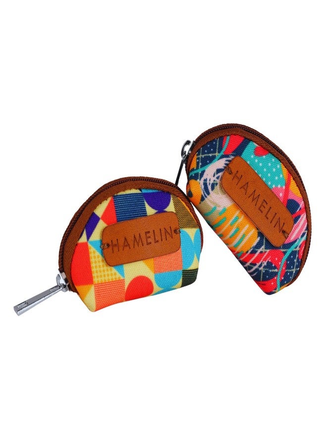 Hamelin Mini Travel Pouch Coin Pouch| Coin Purse | Small Purse for Women | Earphone Pouch for Girls | Mini Case for Women | Coin Purse (Set of Two -Rainbow)| Ideal Women's Gift - Image 1