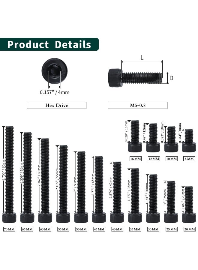 M5-0.8 x 30mm (50 pcs) Socket Head Cap Screws, 12.9 Grade Alloy Steel, Black Oxide Finish, Full Thread, Coarse Thread UNC, Allen Hex Drive - Image 4