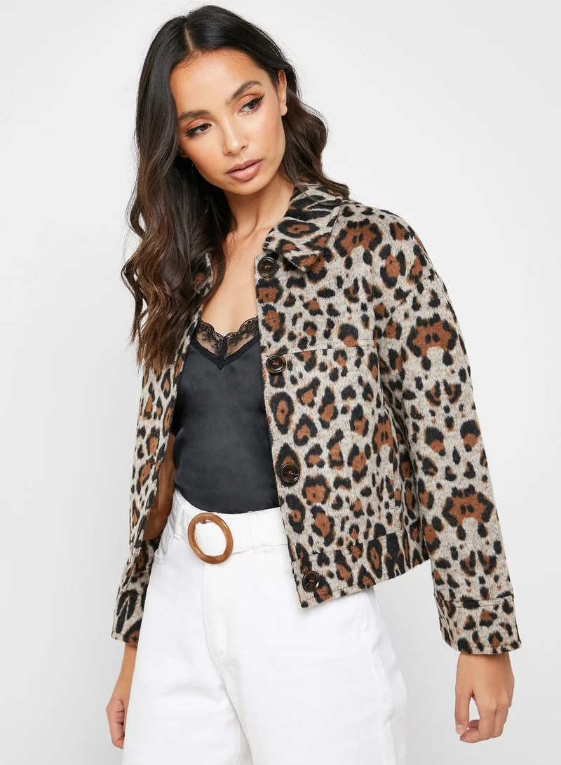 Miss Selfridge Petite Animal Print Jacket