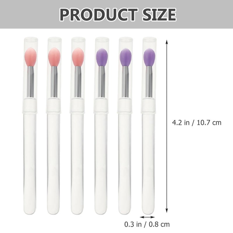 6pcs Silicone Lip Mask Brushes with Caps Handle Lipstick and Eyeshadow Applicators for Women Makeup Tools - Image 2