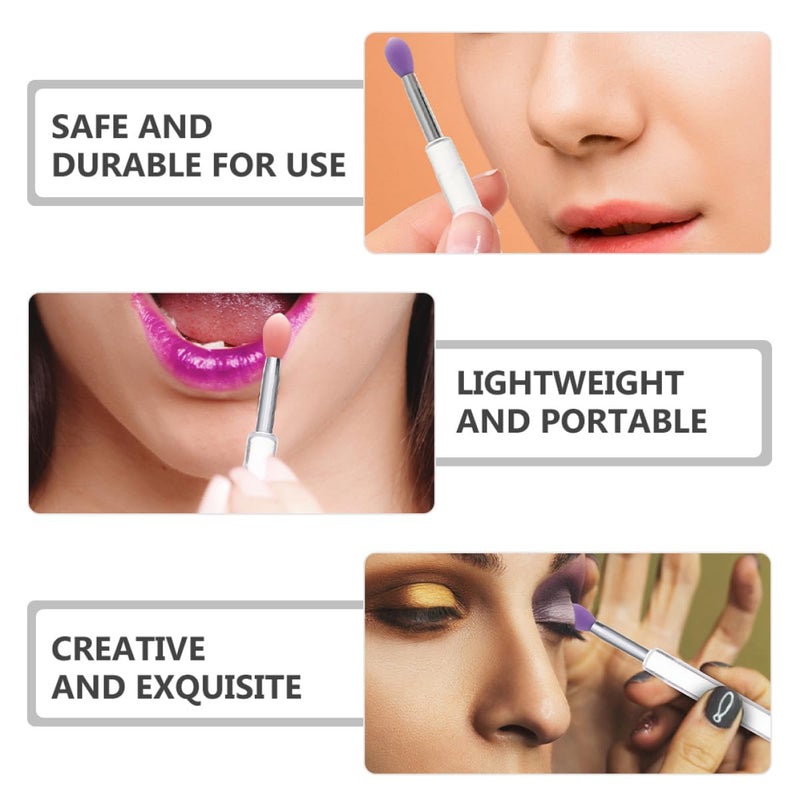 6pcs Silicone Lip Mask Brushes with Caps Handle Lipstick and Eyeshadow Applicators for Women Makeup Tools - Image 3