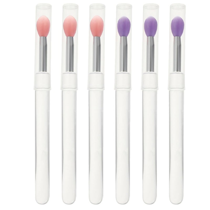 6pcs Silicone Lip Mask Brushes with Caps Handle Lipstick and Eyeshadow Applicators for Women Makeup Tools - Image 1