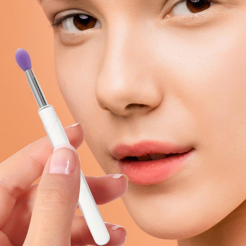 6pcs Silicone Lip Mask Brushes with Caps Handle Lipstick and Eyeshadow Applicators for Women Makeup Tools - Image 4