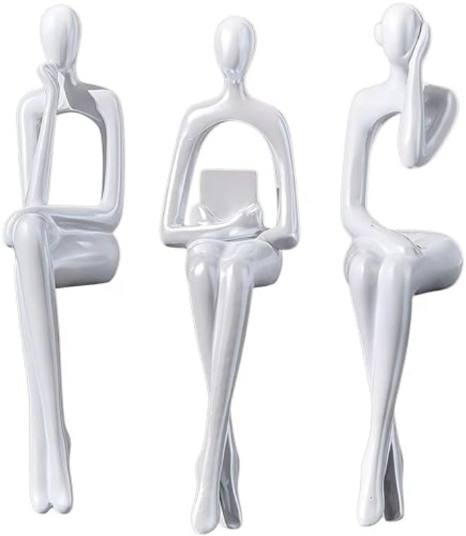 XINXUAN White Abstract Resin Sculpture Ornament - Modern Art Figurine Home Decor Accent for Office, Bookshelf, TV Stand, Table - Living Room  Decorations - Image 3