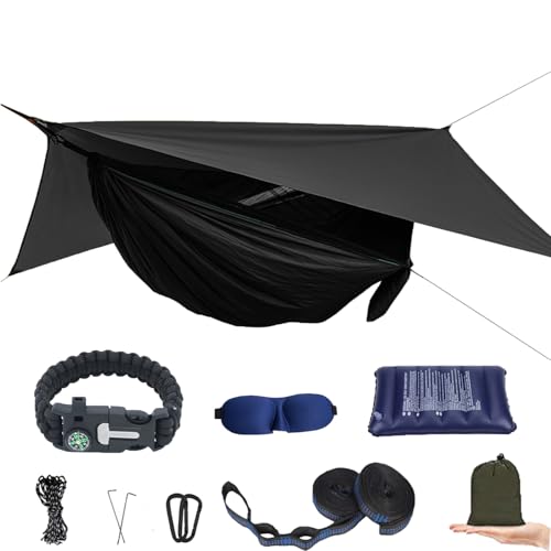 AEETT Camping Hammock with Mosquito Net and Rain Fly - Travel Hammock Bug Net - Hammock Tent for Outdoor Hiking Backpacking Travel Camping Accessories and Camping Gear… - Image 1