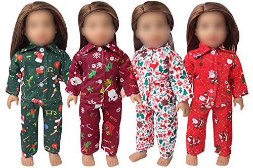 ELJRBCK 18Inch Doll Clothes for 18 Girl Dolls  Christmas Pajamas Set for 18 inch DollsGreen - Image 1