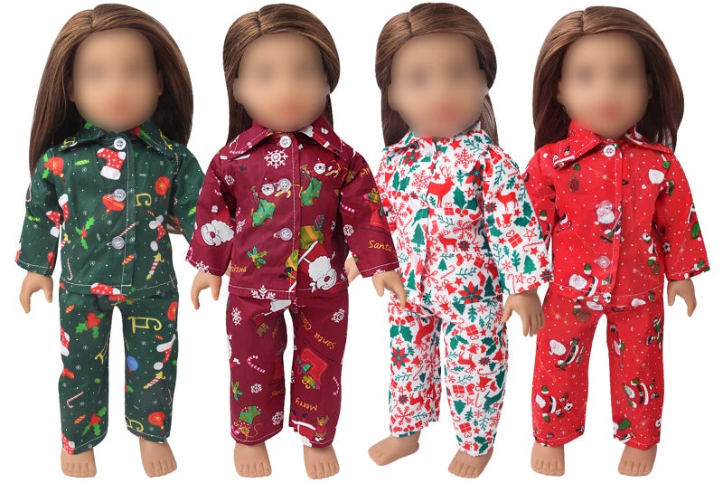 ELJRBCK 18Inch Doll Clothes for 18 Girl Dolls  Christmas Pajamas Set for 18 inch DollsGreen - Image 2