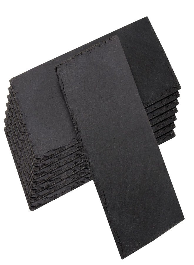 MOUYAT 8 Pack 10 x 5 Inch Black Slate Plates, Rectangular Slate Cheese Board with Natural Edge, Natural Stone Plates Cutting Board Charcuterie Boards for Cheese, Sushi, Meat, Appetizers - Image 1