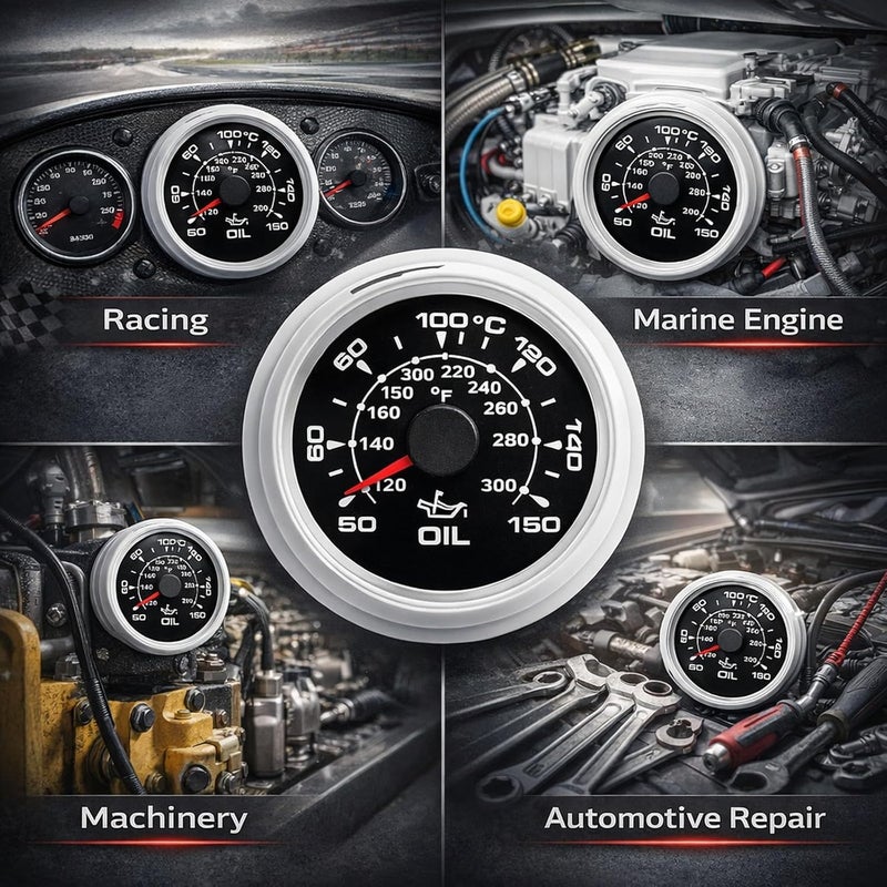 2in Digital Oil Temperature Gauge, 50-150℃, 361-19ohm, Black Dial Silver Bezel - 8 Color Backlight, IP67 Waterproof, Universal Vehicle Monitoring - Image 4