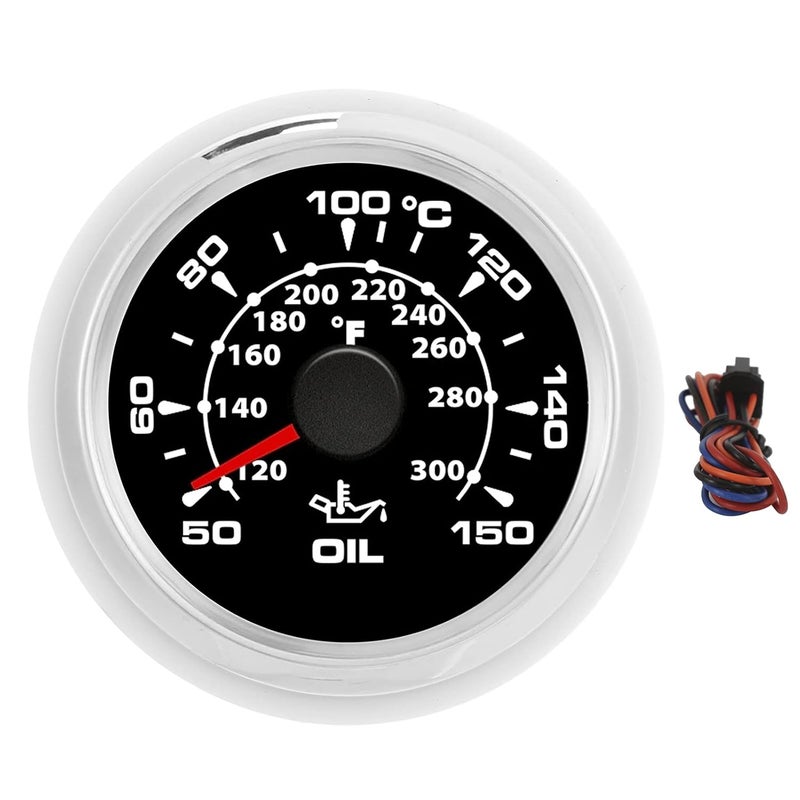 2in Digital Oil Temperature Gauge, 50-150℃, 361-19ohm, Black Dial Silver Bezel - 8 Color Backlight, IP67 Waterproof, Universal Vehicle Monitoring - Image 1