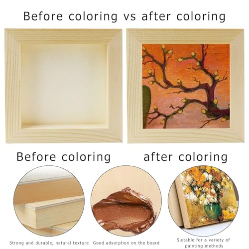 FSWCCK 10 Pack 5 x 5 inch Wood Panel Boards, Unfinished Wood Canvas Panels for Crafts, Painting Canvas, DIY Art Projects, Pouring, Arts Use with Oils, Acrylics - Image 5