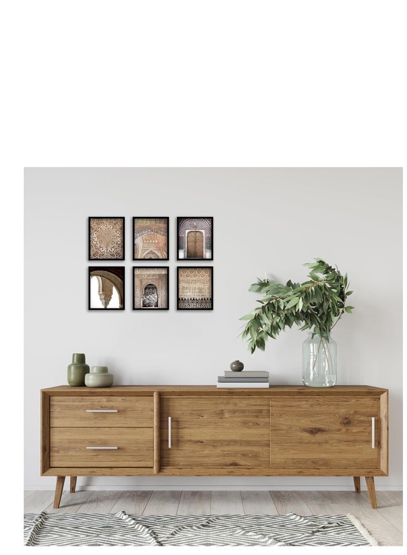 مؤسسة فكرة اليوم مجموعة من 6 ملصقات مطبوعة على قماش لفن العمارة المغربية من أفكار اليوم لأبواب عربية وأقواس مسجد | ديكور حائط أنيق لغرفة المعيشة وغرفة النوم والمكتب (بدون إطار - 2، 8 × 10 بوصة) - Image 2