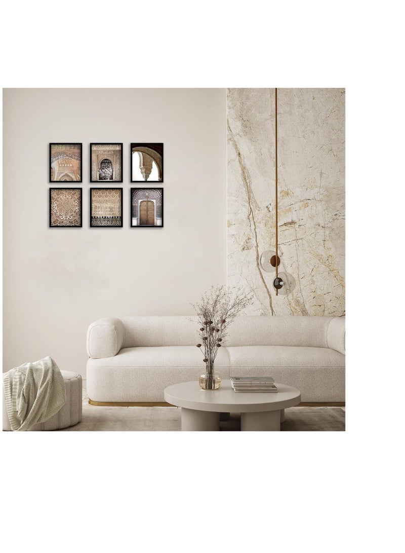 مؤسسة فكرة اليوم مجموعة من 6 ملصقات مطبوعة على قماش لفن العمارة المغربية من أفكار اليوم لأبواب عربية وأقواس مسجد | ديكور حائط أنيق لغرفة المعيشة وغرفة النوم والمكتب (بدون إطار - 2، 8 × 10 بوصة) - Image 4