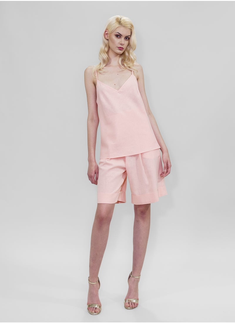 BITOLIA GALLERY Pink Linen Top with Straps  - Image 1