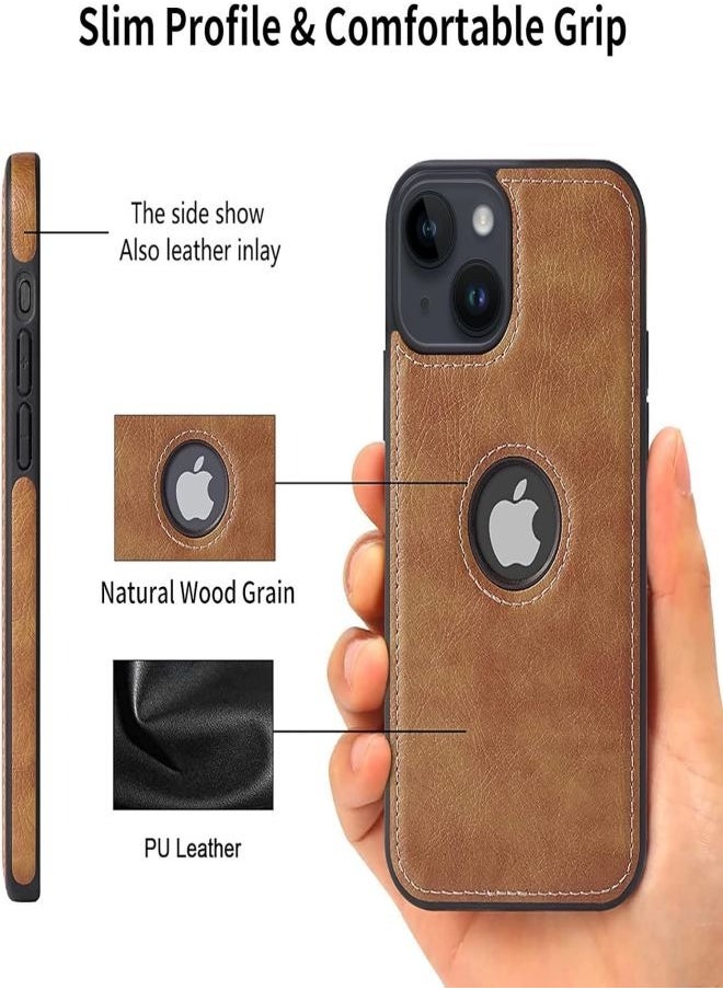 Luxury Retro Leather Mobile Phone Case For iphone15Plus Anti Scratch Wear Resistant Mobile Phone Protective Case Brown