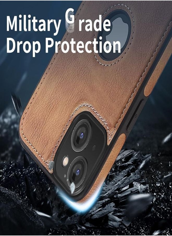 Luxury Retro Leather Mobile Phone Case For iphone15Plus Anti Scratch Wear Resistant Mobile Phone Protective Case Brown