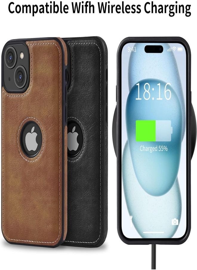 Luxury Retro Leather Mobile Phone Case For iphone15Plus Anti Scratch Wear Resistant Mobile Phone Protective Case Brown