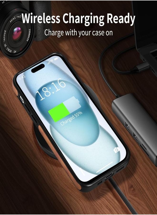 Luxury Retro Leather Mobile Phone Case For iphone15Plus Anti Scratch Wear Resistant Mobile Phone Protective Case Brown