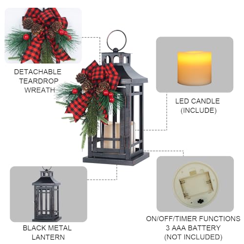 NEEDOMO 2 Pcs Christmas Decorations Indoor Outdoor Christmas Led Lanterns Decorative for Table Centerpieces Vintage Metal Hanging Candle Holder Home Decor for Party Living Room Patio Porch - Image 3