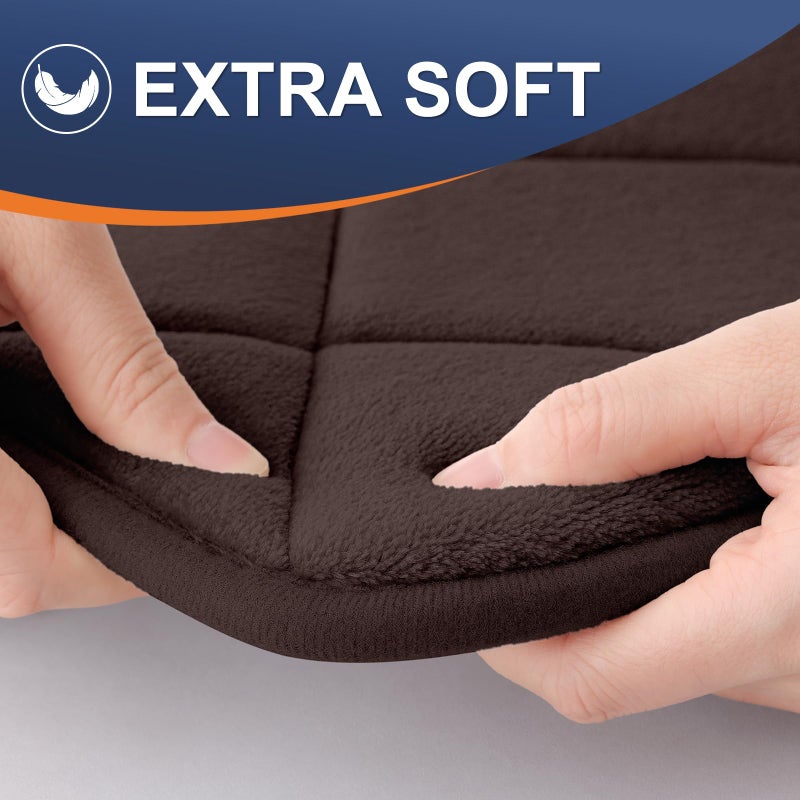 OLANLY Memory Foam Bath Mat 47x32  Ultra Soft and Absorbent Bathroom Rugs  Machine Washable  Comfortable Bath Carpet for Bathroom Floor  Tub and Shower  Brown - Image 3